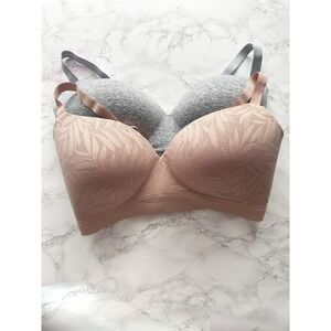 TWO Soma Enbliss Wireless Bras Bundle Size 38DDD Gray Heather Tan Lace 2 Pack